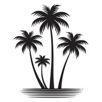 Tranquil Tropical Beach Palm Trees Silhouette Art vector