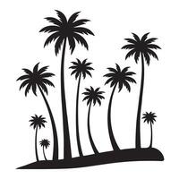 Silhouette of Palm Trees on a Tropical Island vector