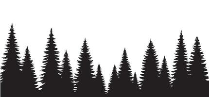 Forest Silhouette Background with Pine Trees vector