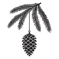 Pine Cone Hanging from Branch Silhouette Art vector