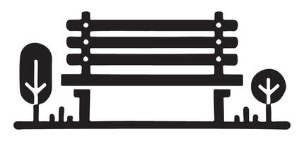 Simple Park Bench Silhouette with Small Trees vector