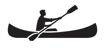 Silhouette of a Person in a Canoe Paddling vector