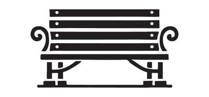Park Bench Silhouette with Decorative Elements vector