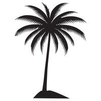 Silhouette of Single Palm Tree on Island vector