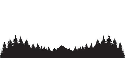 Dark Forest Silhouette with Mountains in Background vector