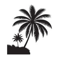 Silhouette of Two Palm Trees on a Tropical Island vector