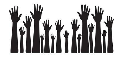 Raised Hands Silhouette Illustration Representing Unity vector