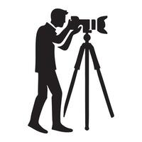 Photographer with Camera on Tripod Silhouette design vector
