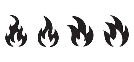 Set of Four Simple Flame Silhouettes for Design vector