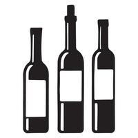 Silhouettes of Three Wine Bottles with Blank Labels vector