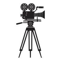 Silhouette of a Vintage Movie Camera on Tripod vector