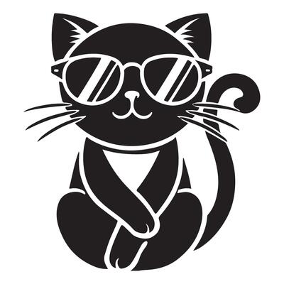 Cool Cat Wearing Sunglasses Silhouette art design