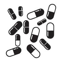 Scattered Pills Silhouette Illustration Medical vector