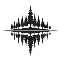 Silhouette of Pine Trees Reflected in Water vector