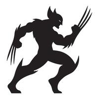 Wolverine Silhouette Running Dynamic Pose Illustration vector