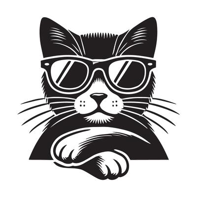 Cool Cat Wearing Sunglasses Silhouette Art