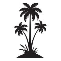 Silhouette Illustration of Tropical Palm Trees on an Island vector