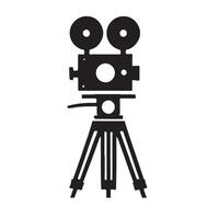 Silhouette of a Vintage Movie Camera on Tripod design art vector