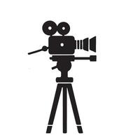 Silhouette of a Vintage Movie Camera on Tripod art vector