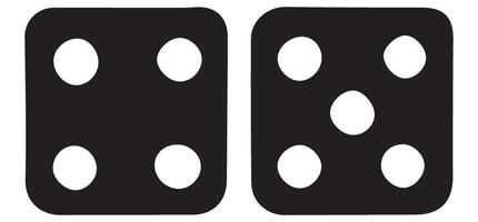 Simple Dice Silhouette Icons with White Dots for Games vector