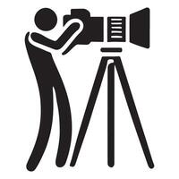 Photographer with Camera on Tripod Silhouette Illustration vector