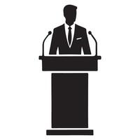 Silhouette of Speaker at Podium Giving Speech vector
