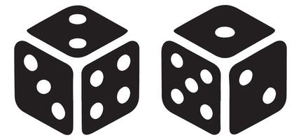 Pair of Simple Dice Silhouette Icons for Game Design vector