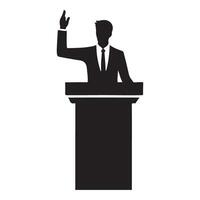Silhouette of Speaker Raising Hand During a Speech vector