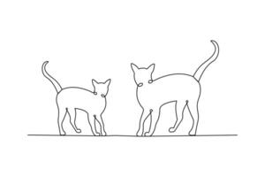 One line art Drawing of Cat design vector