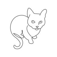 Continuous single line art drawing of cat icon vector