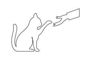 Cat continuous one line drawing of concept doodle style outline design vector