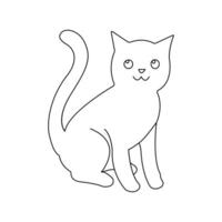 One continuous line art drawing of cat linear style Hand drawn minimalism icon vector
