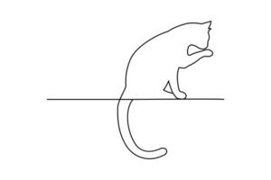 Simple illustration of cat continuous single line art design vector