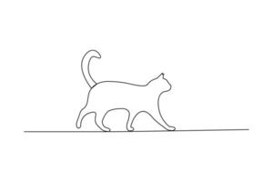 Continuous single line art drawing of Cat pet animal concept outline design vector