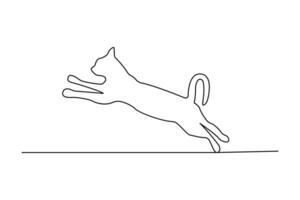 Continuous single line drawing of cat pet minimalist outline art design vector
