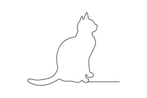 Simple illustration of cat pet continuous one line art vector