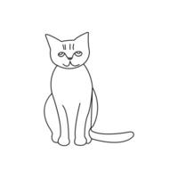 Cat continuous one line art drawing with color shapes vector