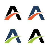 set A Letter Initial with Swoosh Logo Template vector