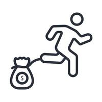 Debt icon. .Editable stroke.linear style sign for use web vector