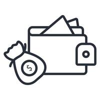 wallet icon. .Editable stroke.linear style sign for use web vector