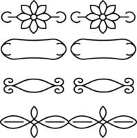 Elegant Floral Line Art Borders, Decorative Frame Design Elements vector