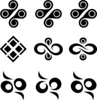 Abstract Black Swirl Symbols Design Elements, Geometric Patterns, Tribal Art vector