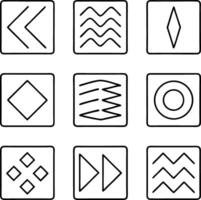 Abstract Geometric Symbols Square Icons, Pattern Designs, Media Controls vector