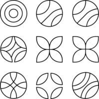 Abstract Geometric Shapes Circular, Floral, and Linear Designs vector