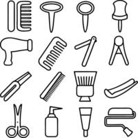 Hairdressing Tools Combs, Brushes, Scissors, and Styling Products vector
