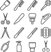 Barbershop Tools Icons Combs, Razors, Scissors, Brushes, and More vector