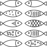 Simple Line Art Fish Illustrations Diverse Patterns and Designs vector