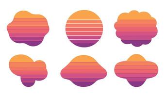 Minimalist Tropical Horizon Sunset Set Inspired by the Relaxing Vibes of the 80s vector