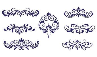 Intricate Leaf and Swirl Ornament Set with Decorative Floral Patterns vector