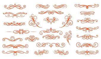 Artistic Leaf and Swirl Ornament Set for Sophisticated and Timeless Designs vector
